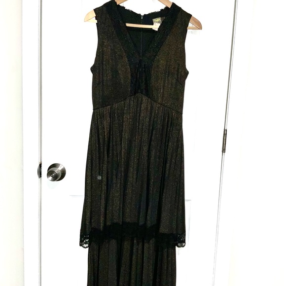 Taylor Dresses Women's Cap Sleeve Gold Liquid Pleated Midi Dress, 8 - Picture 4 of 6